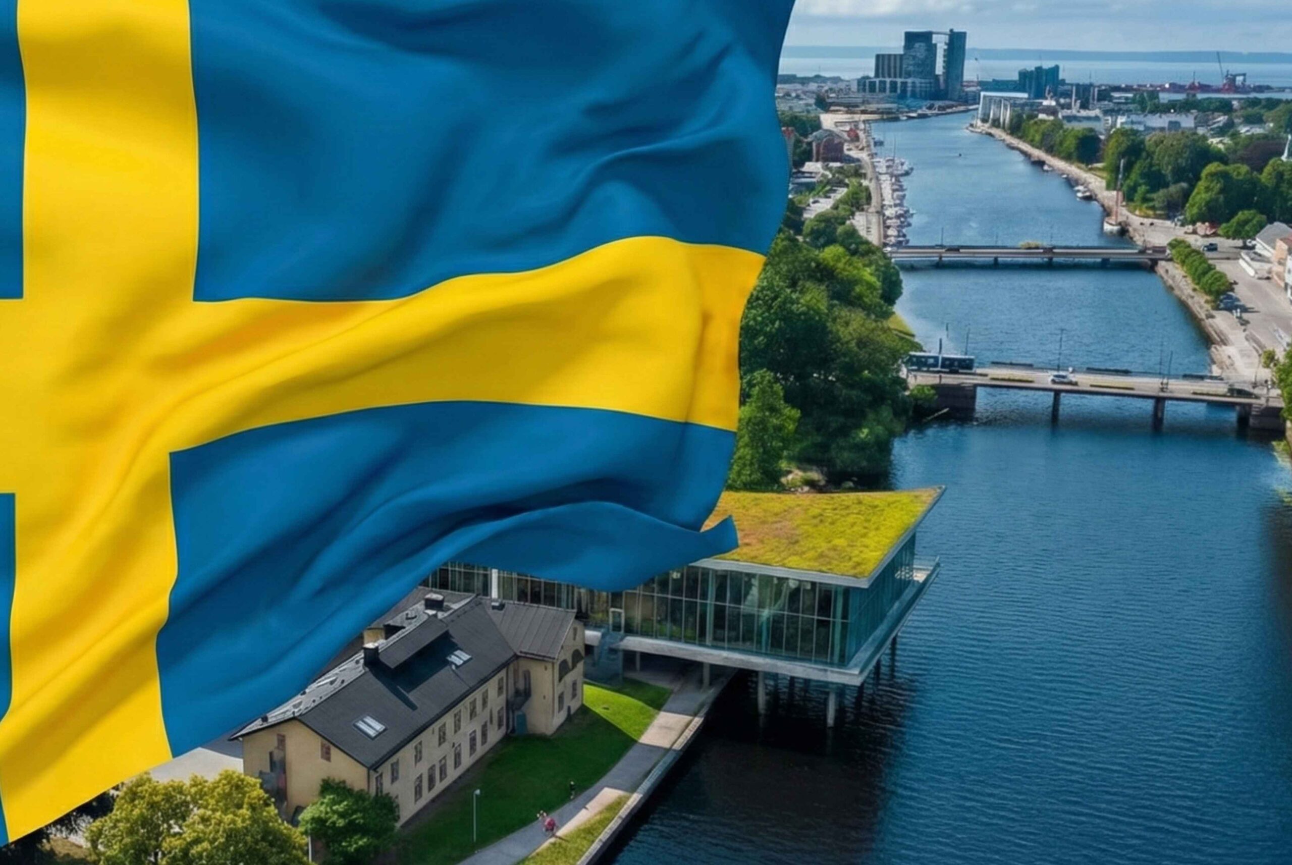 Halmstad och svensk flagga